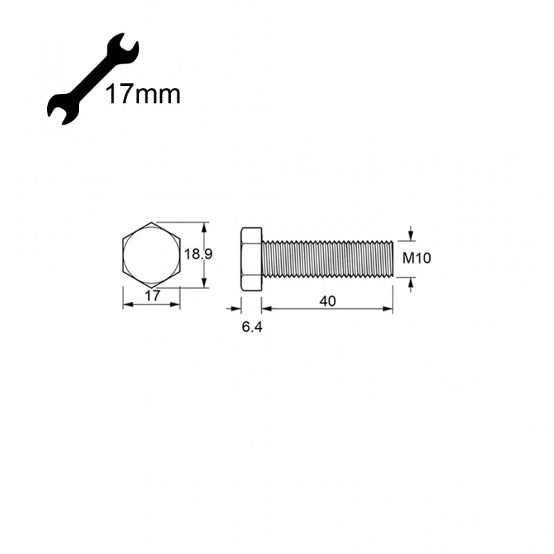 HEXAGON HEAD STEEL BOLT M10x40 HEXAGONAL STEEL BOLTS